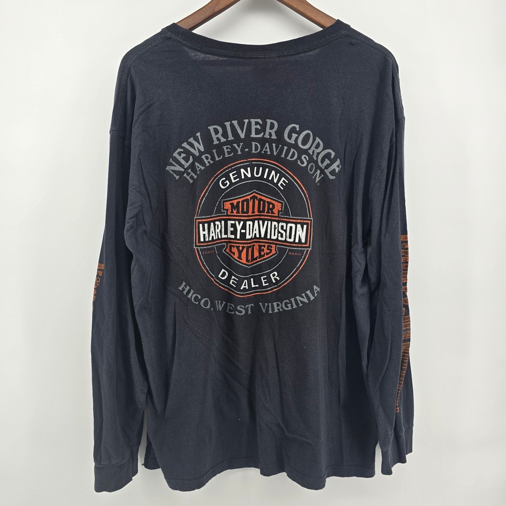 Harley‎ Davidson Ride Hard Ride Free Long Sleeve Shirt New River Gorge WV Black - Picture 3 of 5